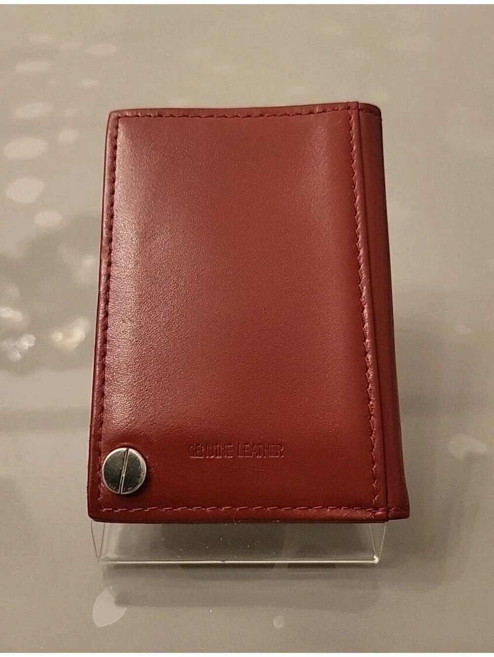 Vintage Dockers Burgundy Genuine Leather Credit Card Photo Holder wallet EUC